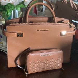 Pre-loved MK brown handbag and wallet